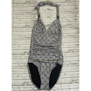 Jantzen Women’s Sz 6 Purple One Piece Halter Swimsuit Lightly Padded Rouched